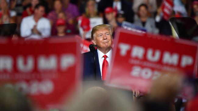 Having started on trust, Trump ended his New Hampshire rally on love. Picture: Nicholas Kamm/AFP