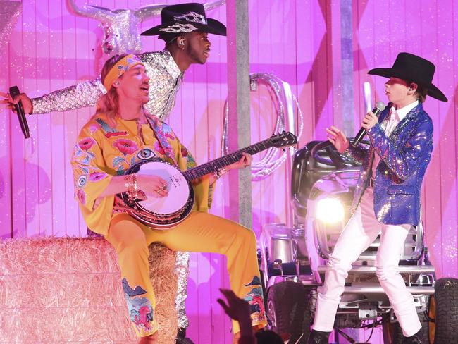 Diplo, from left, Lil Nas X, and Mason Ramsey. Picture: AP