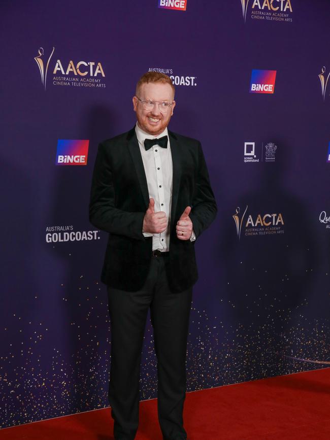 Luke McGreggor arrives on the Red Carpet at the 2024 Aacta Awards at HOTA on the Gold Coast. Picture: Glenn Campbell