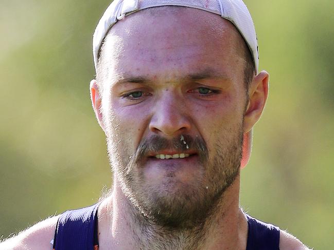 Melbourne AFL training at Gosch's Paddock.  Max Gawn runs laps at training today     . Pic: Michael Klein