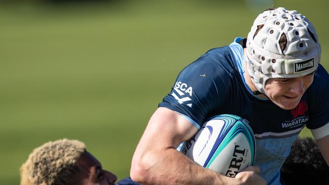 Angus Staniforth playing against the Rebels in a recent national rugby series.