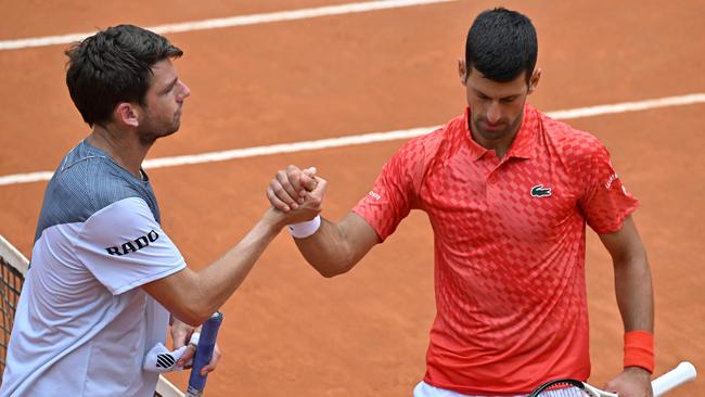 Serbia's Novak Djokovic didn’t say a word. Photo by Tiziana FABI / AFP.