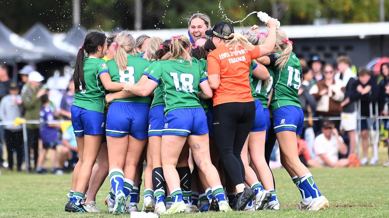 The Cathedral Collegecelebrate their win. Picture, John Gass