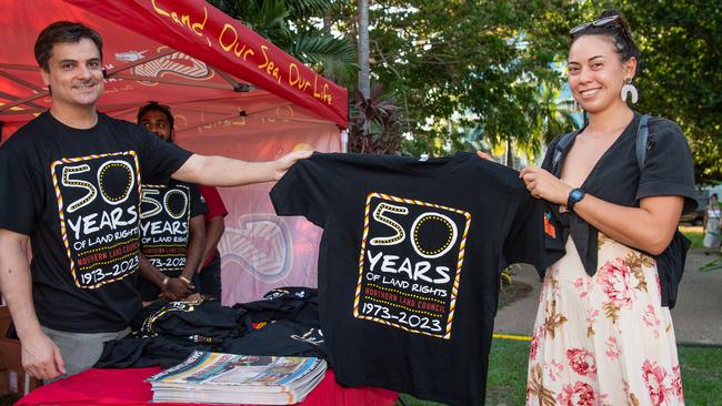 Mari Grieve and Stewart Pittard at the Northern Land Council 50 Year Anniversary Concert in State Square, Parliament House, Darwin. Picture: Pema Tamang Pakhrin