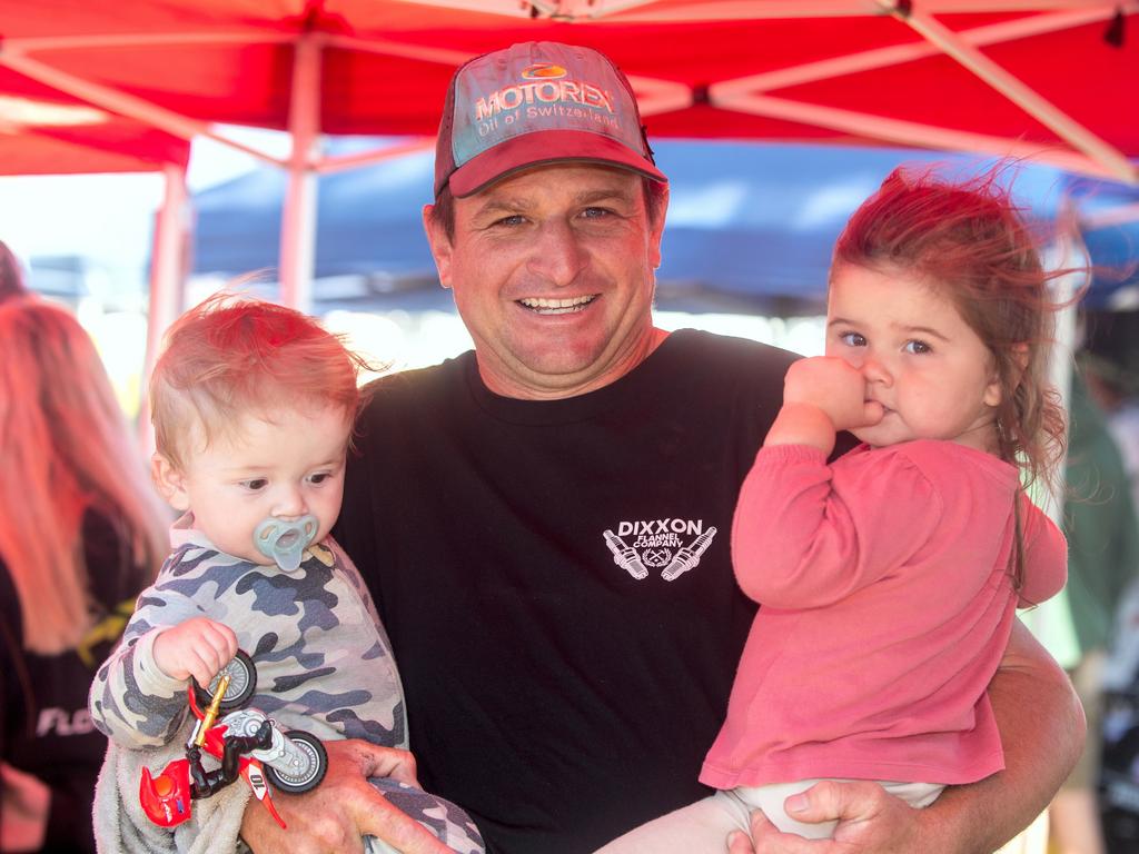 Chevy, Clinton and Charlotte Frank at Motorcycle Beach Races at Grasstree Beach Sunday 27 August 2023 Picture: Michaela Harlow