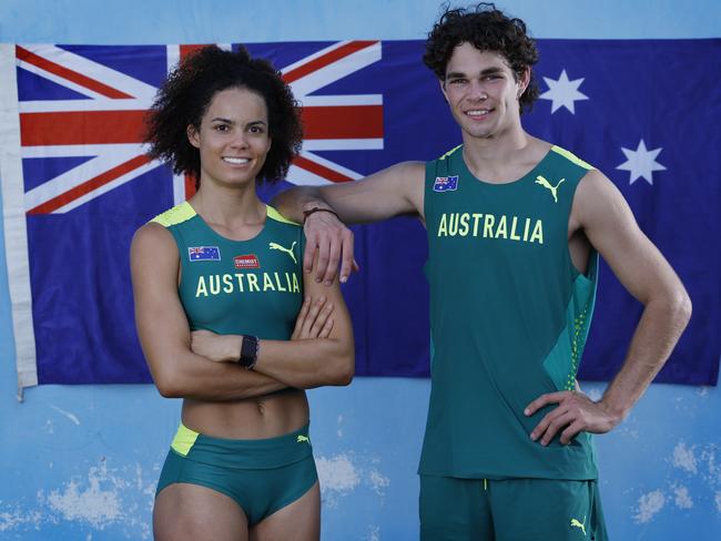 SUVA, FIJI . June 7 , 2024.  Best mates Torrie Lewis and Calab Law are both running in the 200 mtrs at the Paris 2024 Olympic Games  . Pic: Michael Klein