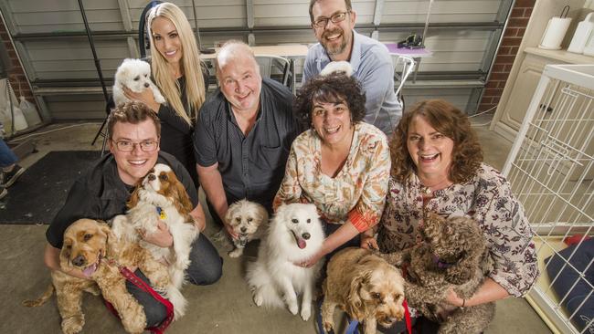 Mr Masters and Mr Marshall with clients Jessica, Rob, Eva and Lynn. Picture: Rob Leeson