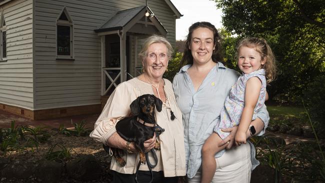 Libby Greensmith holding Polly with Alexandra (centre) and Clementine Greensmith at the Blessing of the Pets at All Saints Anglican Church, Saturday, October 12, 2024. Picture: Kevin Farmer