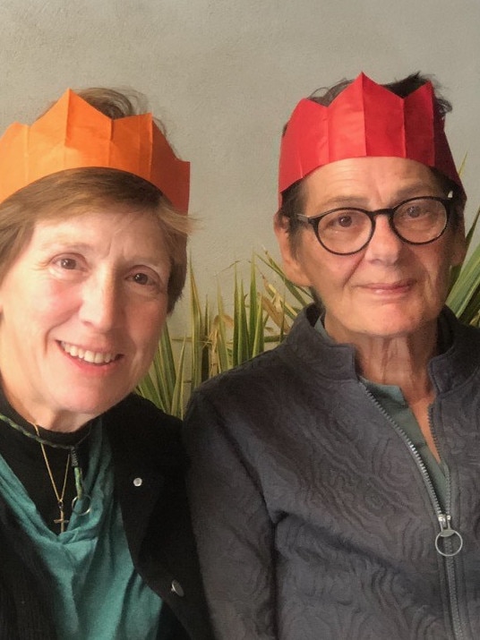 Louise, right, and her partner Lori at Christmas in 2023. Picture: Supplied