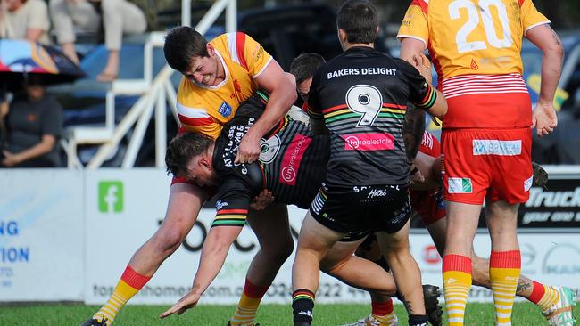 Sawtell prop Luke Hetherington with the ball. Picture: Leigh Jensen