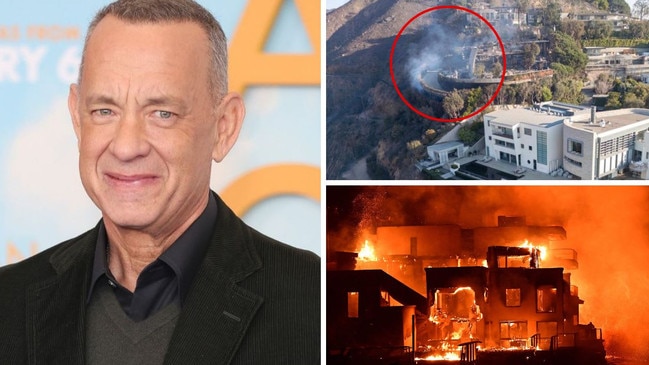 Tom Hanks' house has survived, while his neighbour's home burnt down. Picture: Supplied