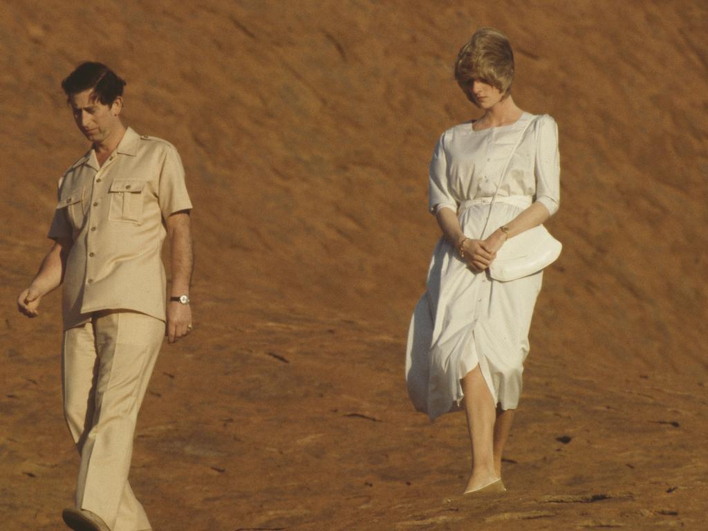 Prince Charles and Diana, Princess of Wales visit Uluru or Ayers Rock in Australia, March 1983. Picture: Jayne Fincher/Princess Diana Archive/Getty Images