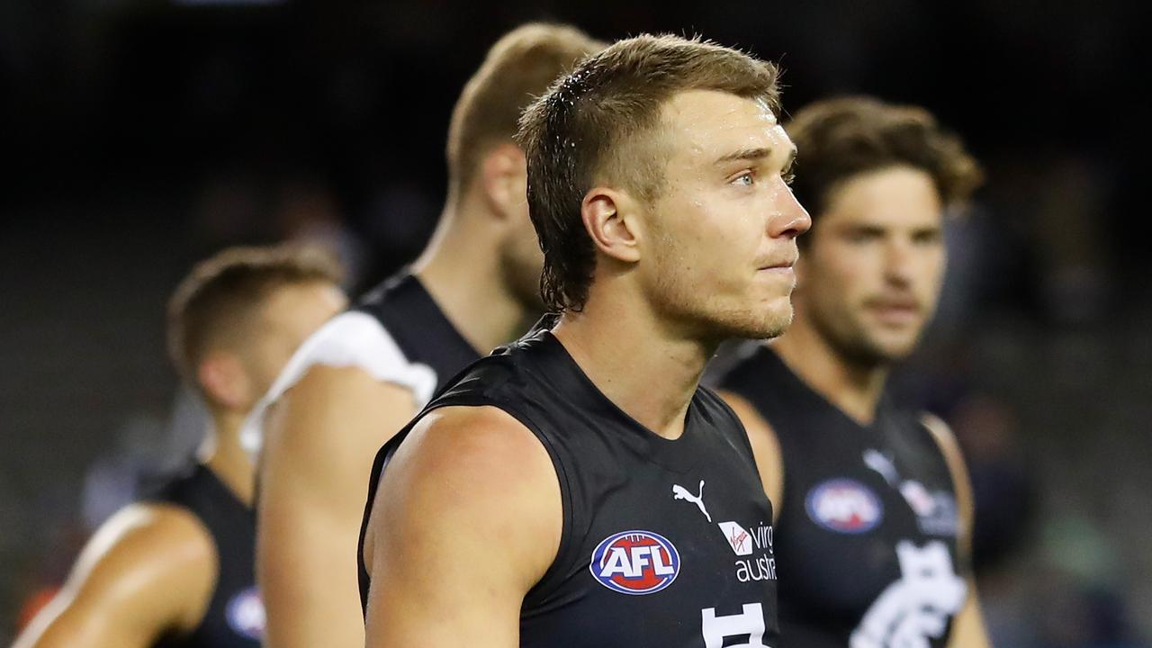 Patrick Cripps is playing hurt and Bob Murphy believes a rest could be beneficial. Photo: Michael Willson/AFL Photos via Getty Images.