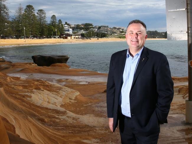 Adam Crouch announcing state government funding for walkway at Terrigal Beach to The Haven last month. Picture: AAP Image/Sue Graham