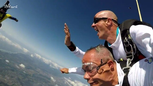 Gold Coast Mayor Tom Tate goes skydiving