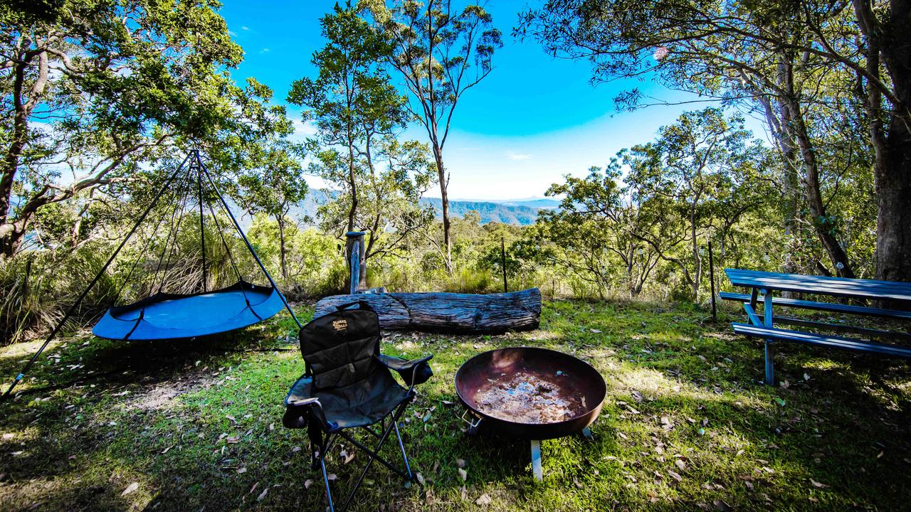 Coffin Camping has views across the Gold Coast hinterland from Mt Tamborine. Picture: Nigel Hallett