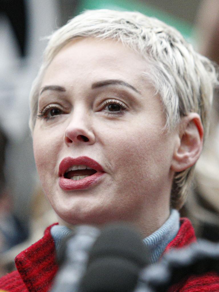 Actress Rose McGowan, who says Harvey Weinstein raped her, speaks to the media outside the court on January 6, 2020 in New York City. Picture: Kena Betancur/Getty Images/AFP.