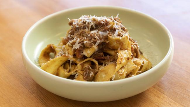 The winter pasta with salty pops of pecorino. Picture: Mark Cranitch.