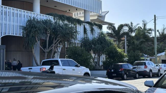 Police outside the Bela building in Mermaid Beach. Picture: Supplied