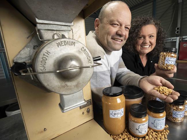 Ash Schuller and Terri Attrill make both crunchy and smooth peanut butter. Picture: Chris Kidd