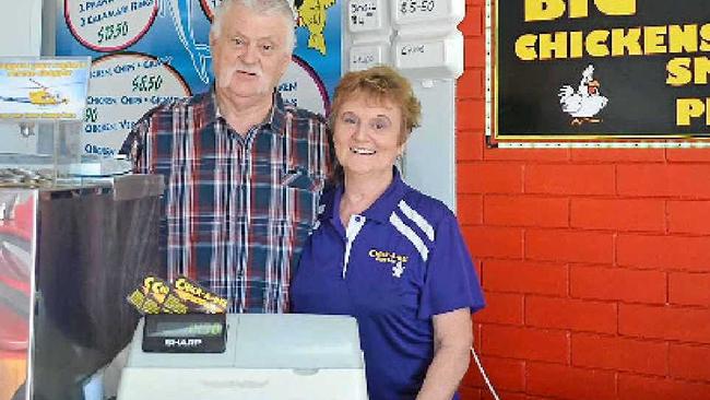 Chick-A-Dee Chargrill Food Bar owners Doug and Kaye Gaylard have put their Nebo Rd store on the market. Picture: Shakira Sellen