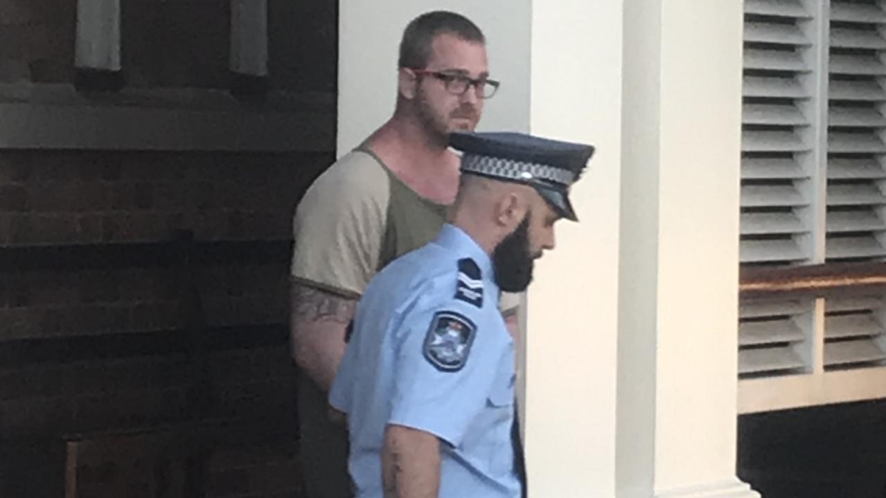 Dylan Neil Janke, 28, leaves the Gympie District Court after pleading guilty to strangling his then-partner, among other offences.