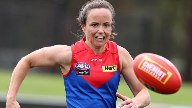 Champion Demon Daisy Pearce takes part in intra club practice match at Casey Fields. Picture: Michael Klein