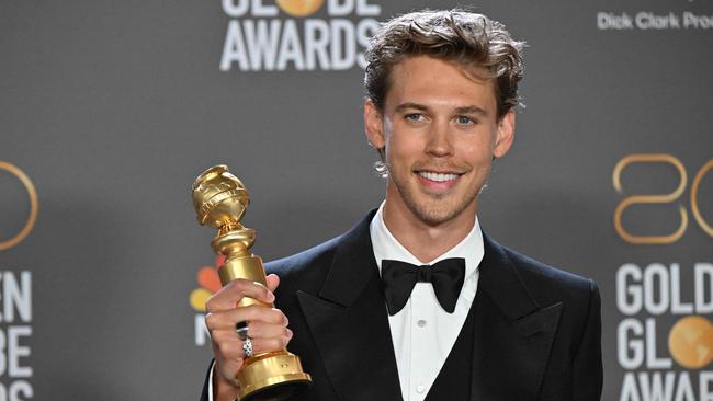 US actor Austin Butler poses with the award for Best Actor - Motion Picture - Drama for Elvis. Picture: AFP