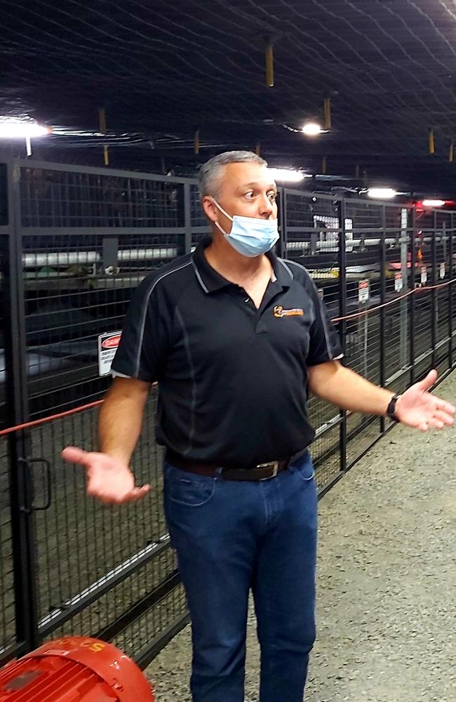 RCOE CEO Steven Boxall speaks with Vayeron's Ryan Norris at the centre's replica underground mine. Picture: Duncan Evans