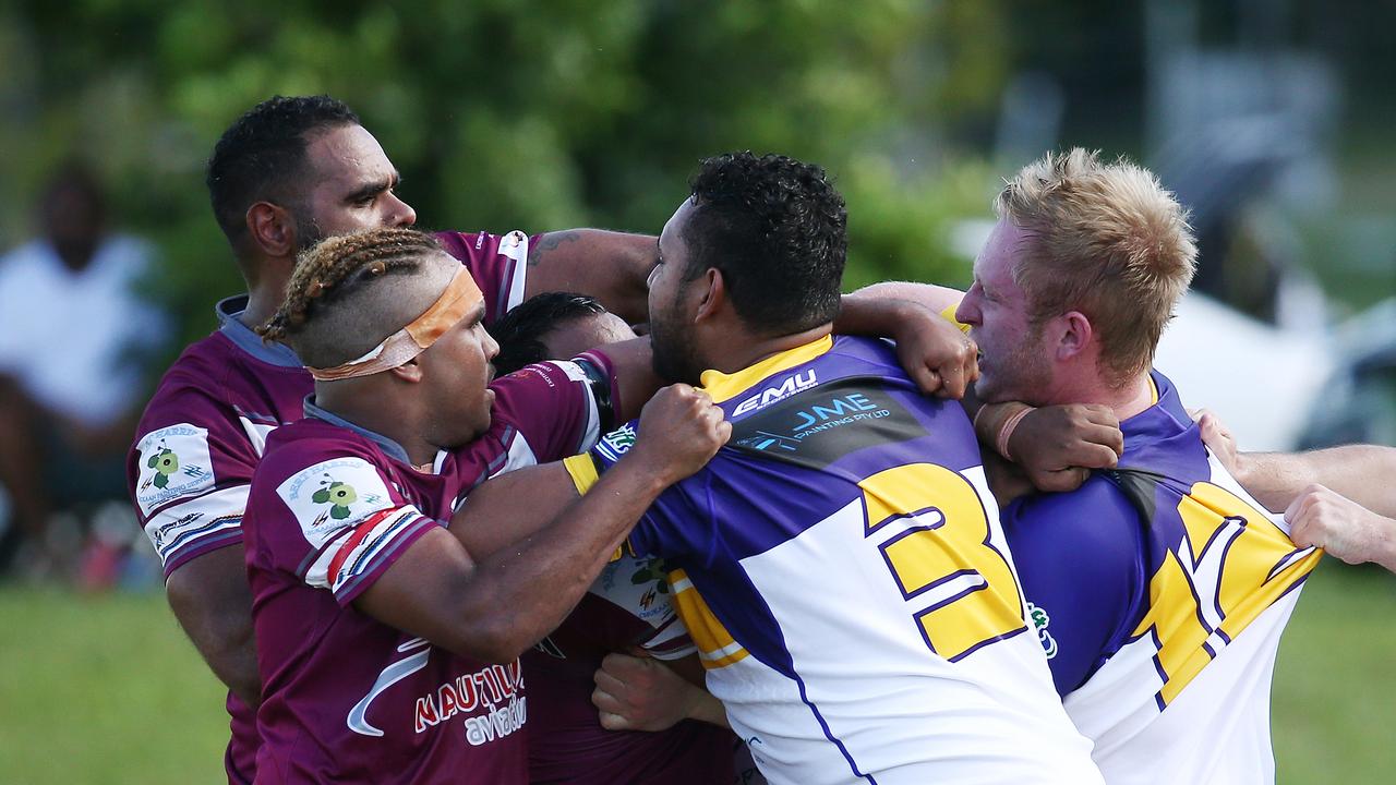 Tempers boiled over on several occasions in the Cairns and District Rugby League (CDRL) match between, the Edmonton Storm and the Yarrabah Seahawks, held at Peterson Park, Edmonton. Picture: Brendan Radke