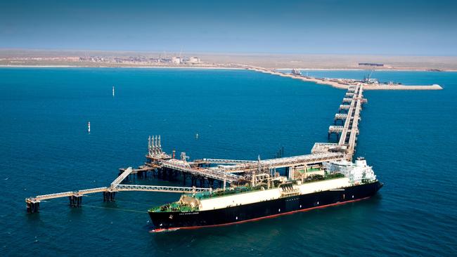 The Chevron-operated LNG vessel, Asia Excellence, at the Gorgon natural gas plant on Barrow Island, Western Australia.