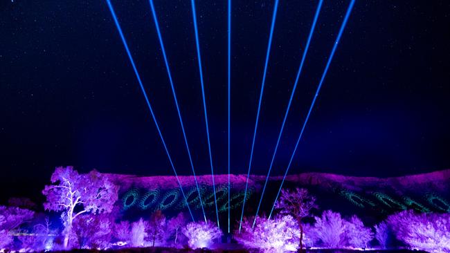 The MacDonnell Ranges light show at Parrtjima.