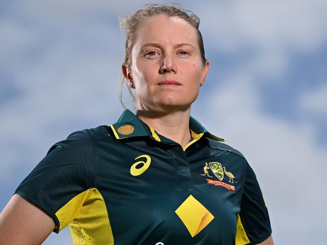 MACKAY, AUSTRALIA - SEPTEMBER 18: Alyssa Healy, captain of Australia poses for portraits during a women's T20 International media opportunity at Great Barrier Reef Arena on September 18, 2024 in Mackay, Australia. (Photo by Albert Perez/Getty Images)