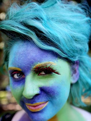 Poppy Hunter with her face painted for the parade. Picture: AAP