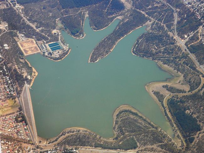 An aerial view of the Happy Valley Reservoir