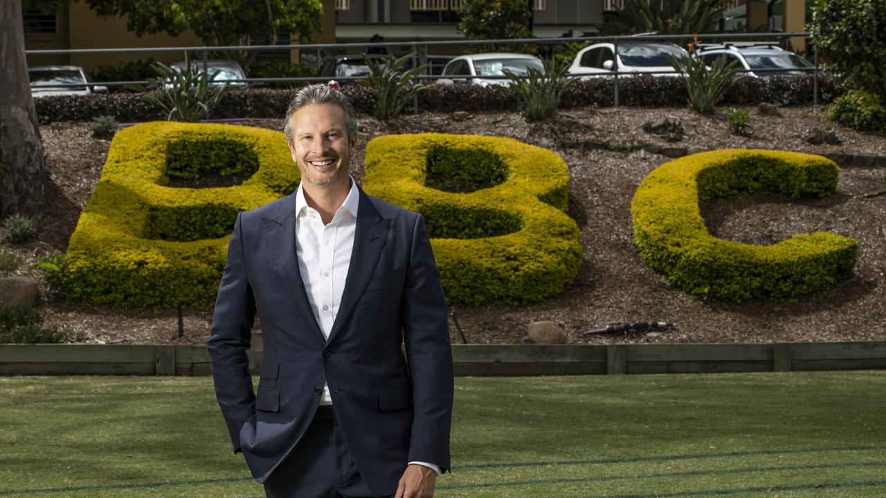 Morgan Parker, the new chair of the Presbyterian and Methodist Schools Association, at his old school, Brisbane Boys’ College. Picture: Mark Cranitch.