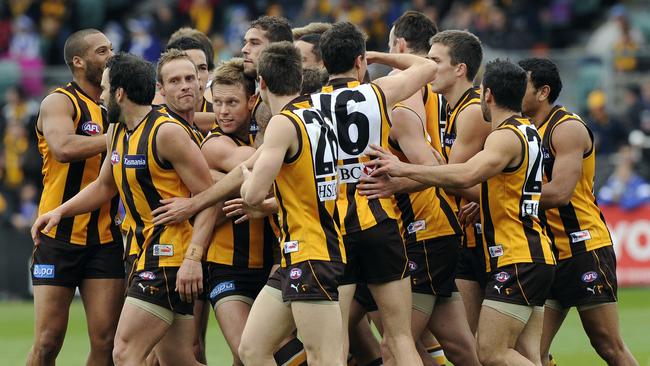 Franklin after booting one of his 13 goals against North Melbourne in 2012. Picture: Julian Smith