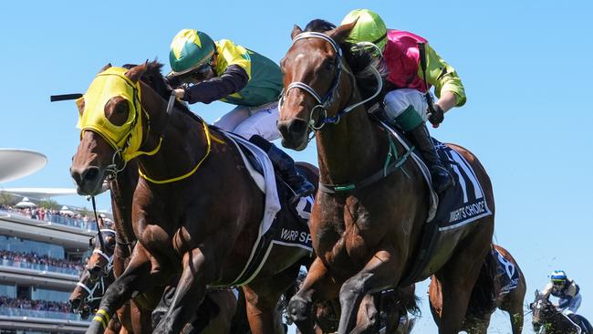 Knight's Choice ridden by Robbie Dolan wins the Lexus Melbourne Cup at Flemington Racecourse on November 05, 2024 in Flemington, Australia. (Photo by George Sal/Racing Photos via Getty Images)