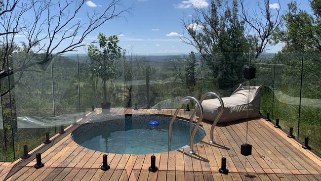 Plunge pool at Faraway Domes in rural northern NSW.