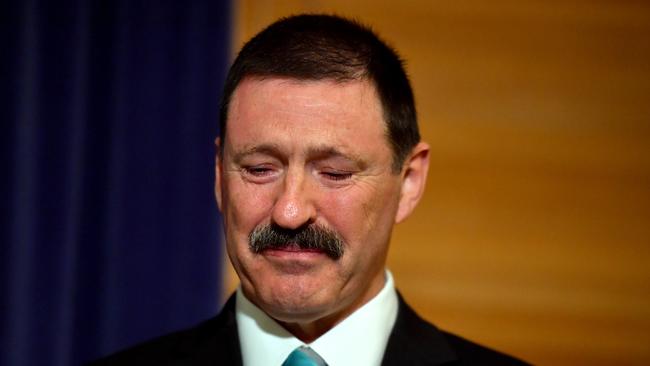 Retiring Labor member for Eden Monaro Mike Kelly at a press conference announcing his retirement from politics. Picture: AAP Image/Mick Tsikas