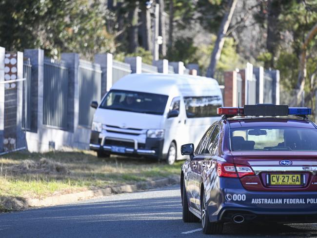 A Russian diplomatic van was parked outside of the site that would have hosed the new Russian Embassy in Canberra. Picture: NCA NewsWire / Martin Ollman