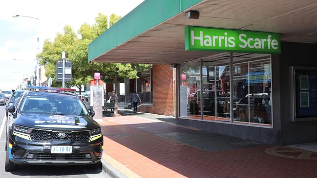 Stabbing in Moonah at Harris Scarfe. Picture : Mireille Merlet