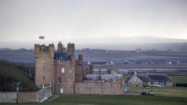 The Union flag flies at half mast at the Castle of Mey, John o'Croats, Caithness, Scotland, following the announcement of the death of the Duke of Edinburgh, who has died at the age of 99. Picture date: Saturday April 10, 2021. (Photo by Jane Barlow/PA Images via Getty Images)