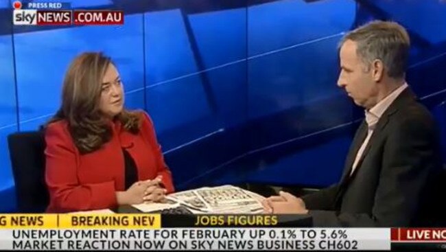 Sky News anchor Sam Maiden with Nick McKim yesterday.