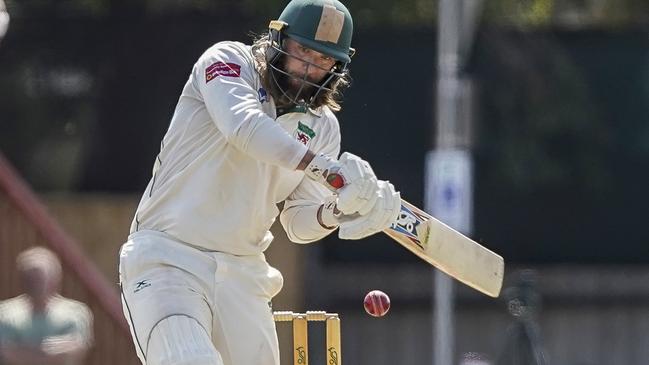 Cricket VSDCA GF: Ormond v Caulfield. Ormond keeper Ben Speake and Caulfield batsman David Tantsis-Hall. Picture: Valeriu Campan