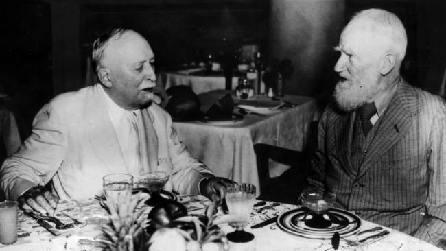 Dr John Harvey Kellogg (left) hosts Irish author George Bernard Shaw at Kellogg's sanatorium in Miami, Florida in 1936.