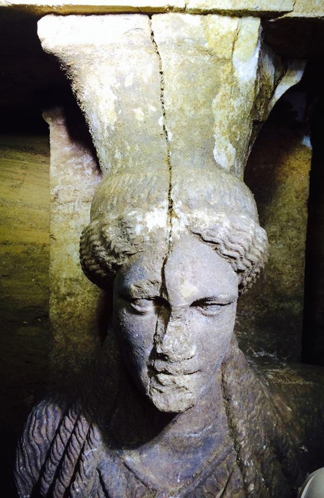 Eternal vigilance ... A close-up of the face of one of the two Caryatids.