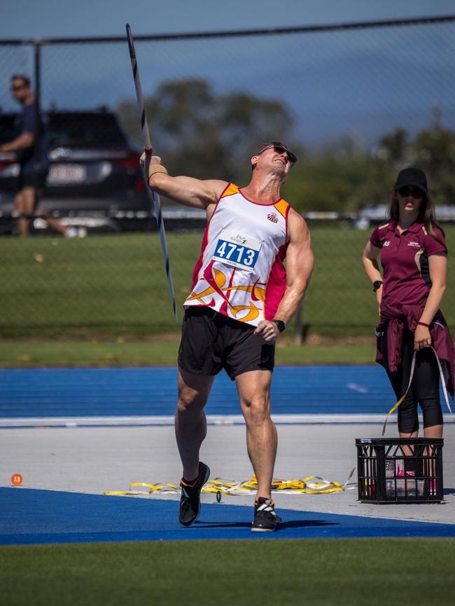 René Doel of Runaway Bay Little Athletics club competing in Masters Javelin