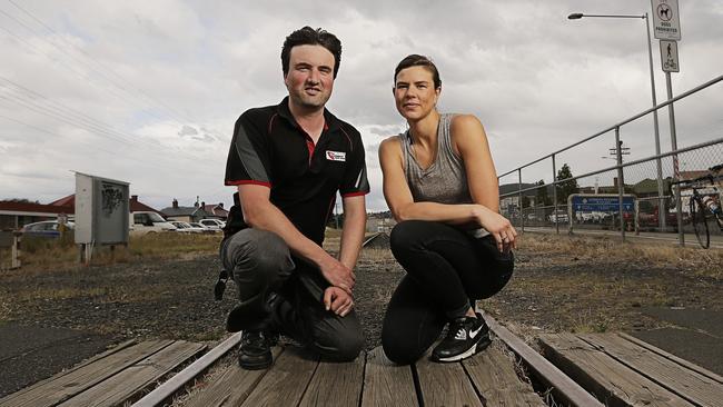 TIME TO MOVE: Light rail supporters, Hobart Northern Suburbs Rail Action Group president Ben Johnston and St Albi restaurant general manager Lucy Baker, say light rail could generate thousands of jobs. Picture: MATHEW FARRELL