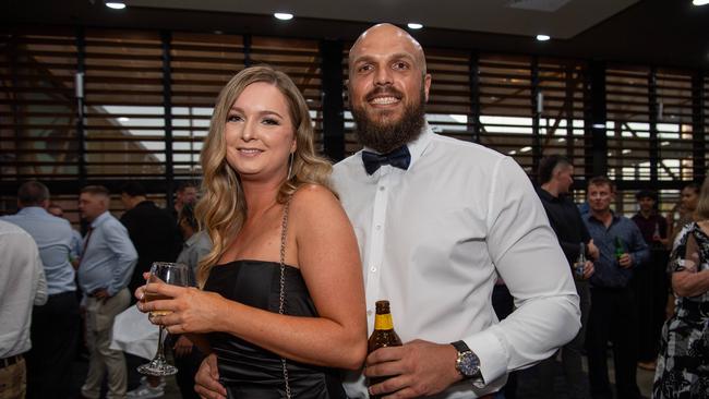 Clinton Chettle and Jessica Burdett at the 2023 NRL NT Frank Johnson / Gaynor Maggs medal night. Picture: Pema Tamang Pakhrin